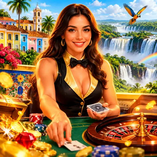 Dealer de cassino ao vivo em mesa com iluminação azul